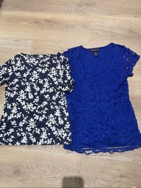 Bundle of 2- INC Royal Blue Crochet Top & Floral top